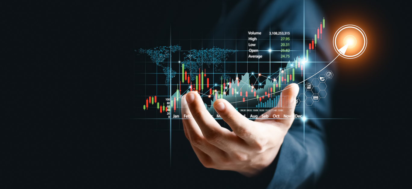 Businessman Analyze Sales Data And Graph Economic Growth. Planni