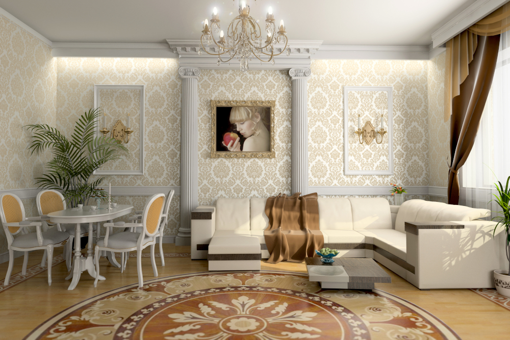 the modern living room interior (3D rendering)