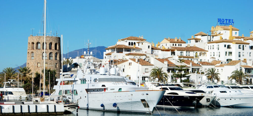 Luxury shops at the exclusive yacht harbor of Puerto Banus