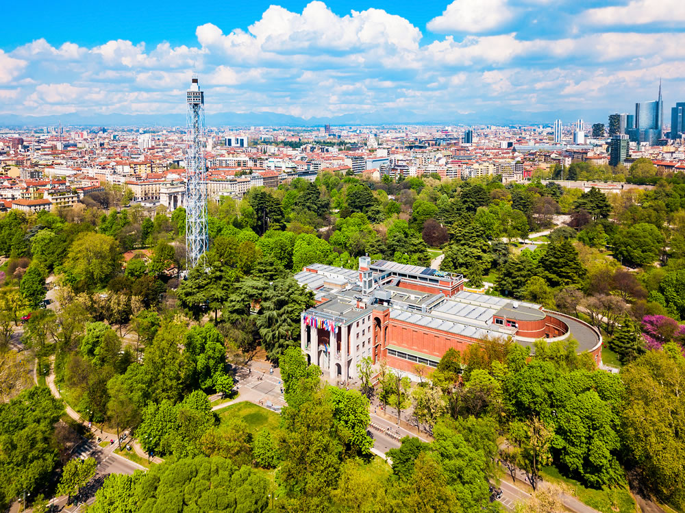 Torre Branca Tower is an iron panoramic tower located in Parco Sempione the main city park of Milan in Italy