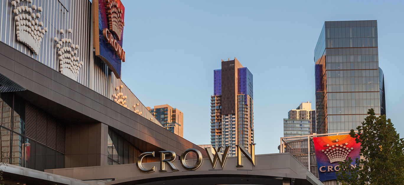 Crown Casino signs closeup.