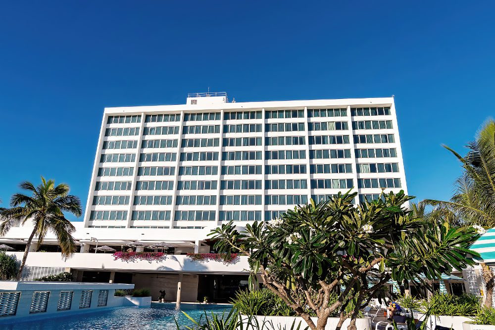 Townsville, Queensland, Australia - June 2020: Exterior of The Ville Resort Casino Hotel