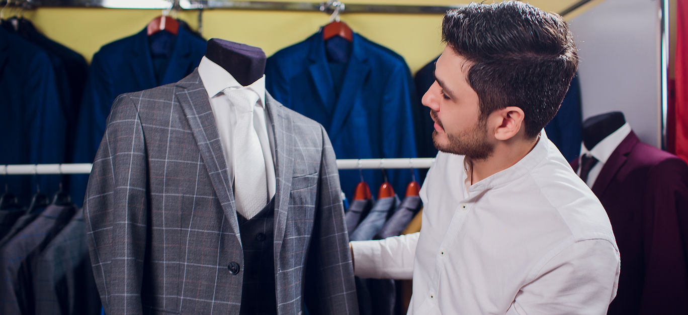 Men's suit, tailor in his workshop