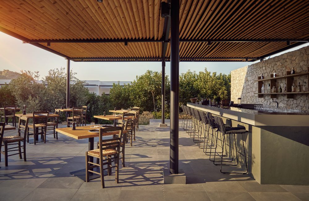 outdoor bar at Casa Cook Rhodes