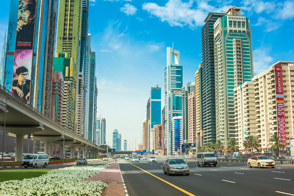 traffic on Sheikh Zayed Road which runs through Dubai