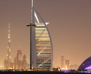 Dubai skyline at night United Arab Emirates