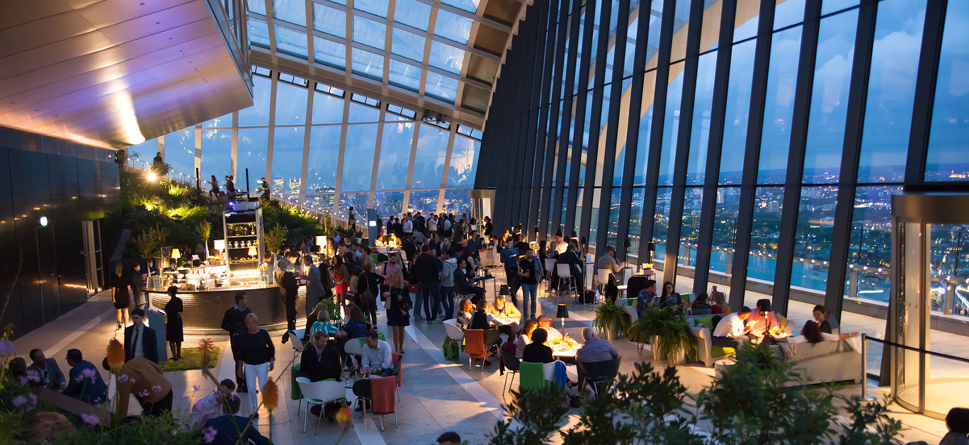 Sky Garden of Walkie-Talkie building. London's night life