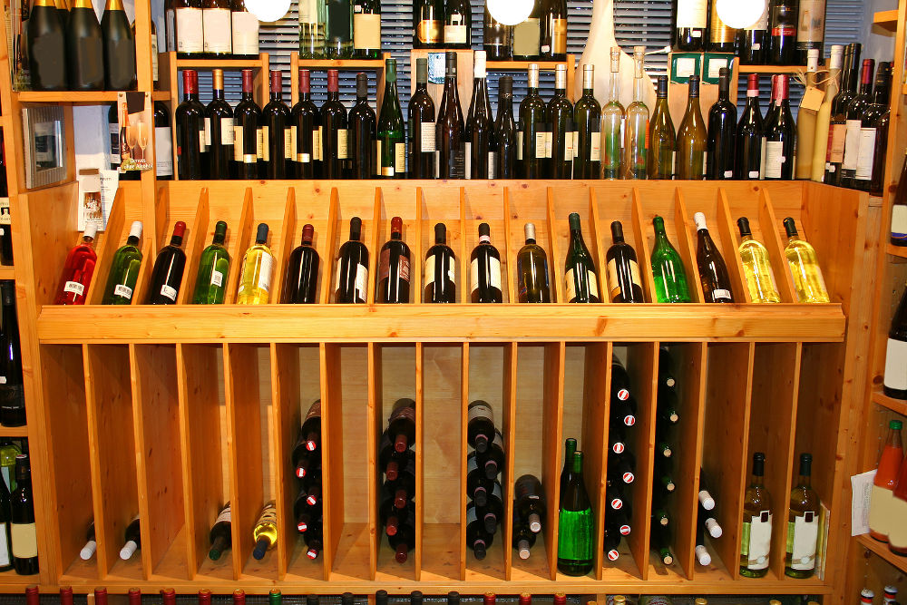 wine display in a wine store