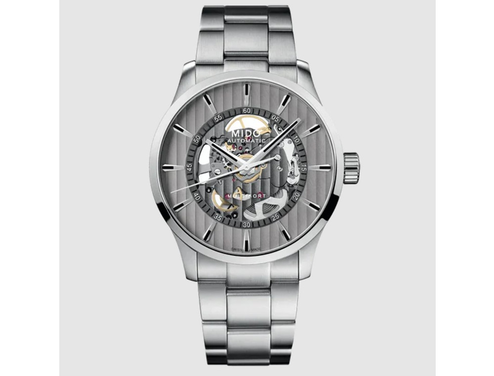 Mido Multifort Skeleton Vertigo Rhodium