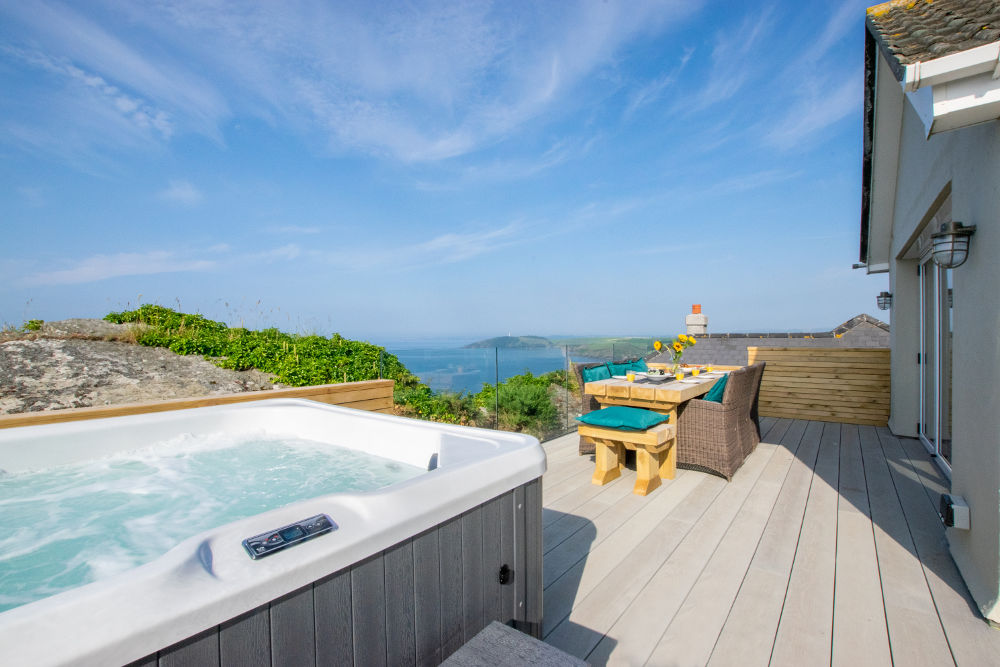 Pencarreg deck hot tub