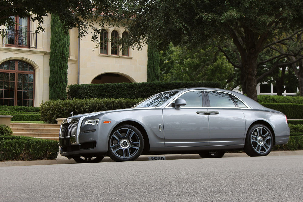 Rolls-Royce Ghost in Jubilee Silver parked on a street