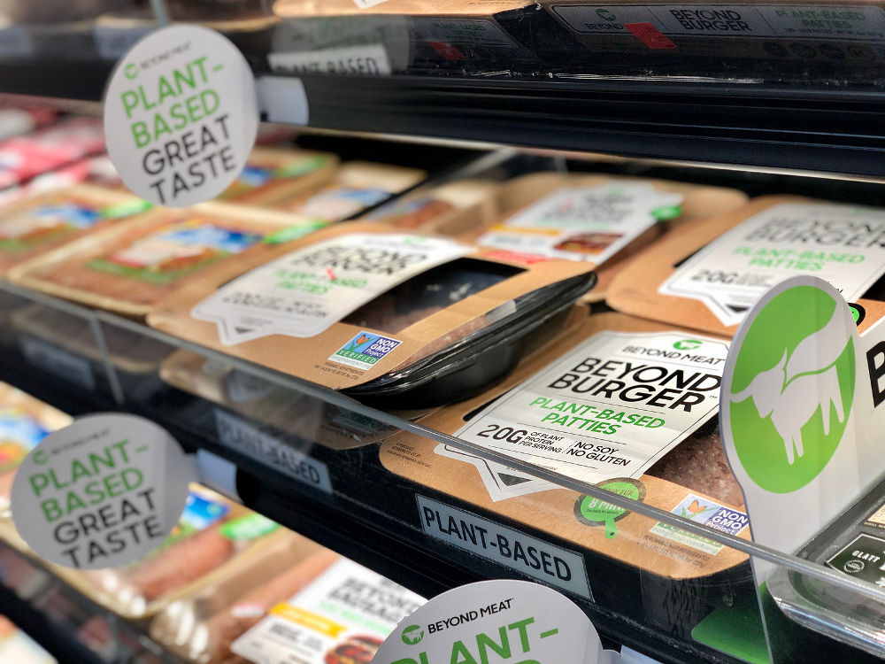 Beyond Meat plant-based burger patties and sausage products on sale