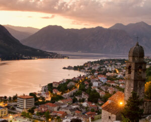 The old Mediterranean port of Kotor, surrounded by an impressive city wall built by Republic of Venice and the Venetian influence remains dominant among the architectural influences.