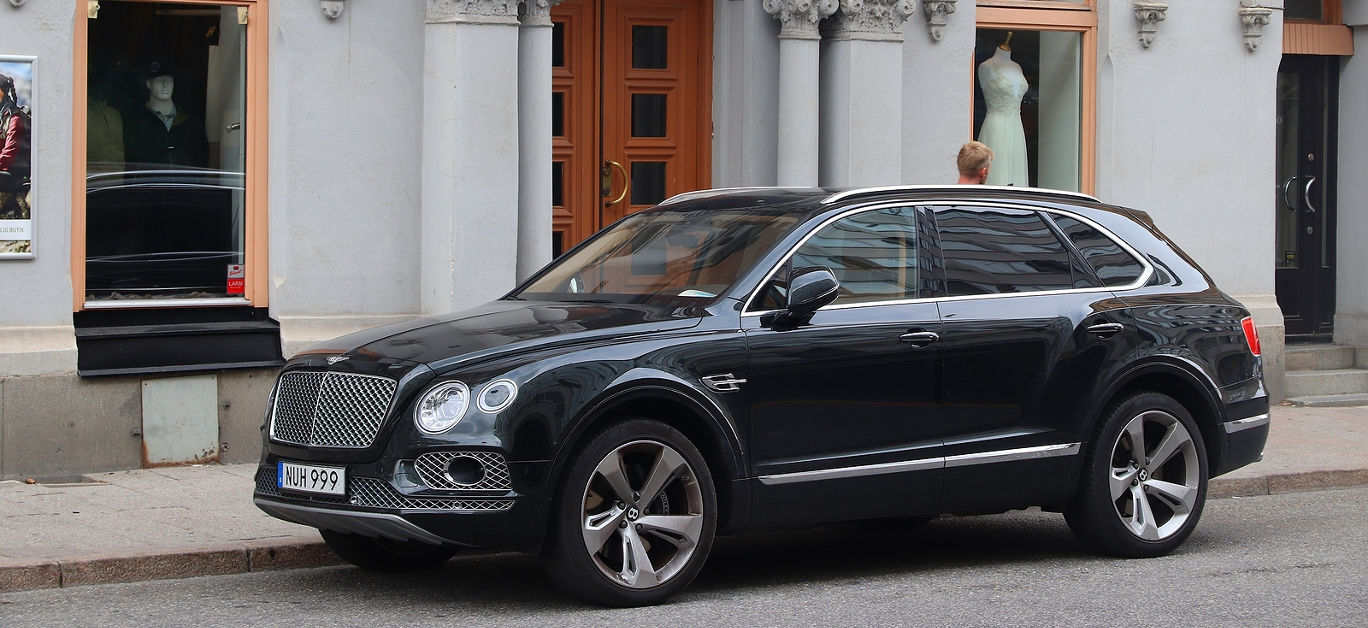 Bentley Bentayga luxury crossover SUV parked in Stockholm, Sweden