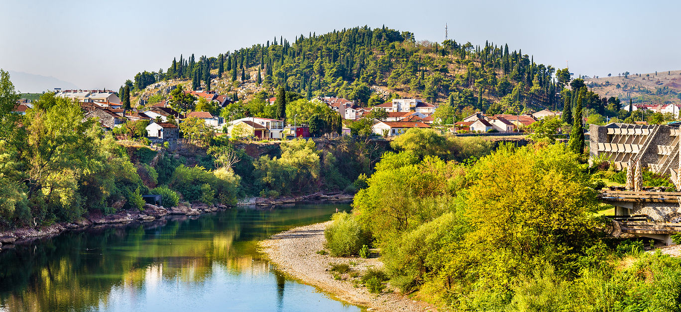 View of Podgorica with the Moraca river - Montenegro