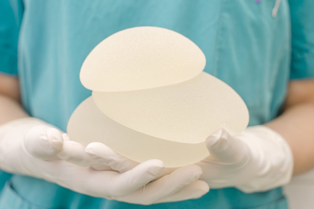 Silicone breast implant for breast augmentation in plastic surgery