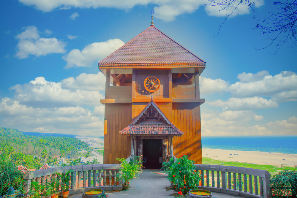 The beachside clock tower at Ayurveda Soma