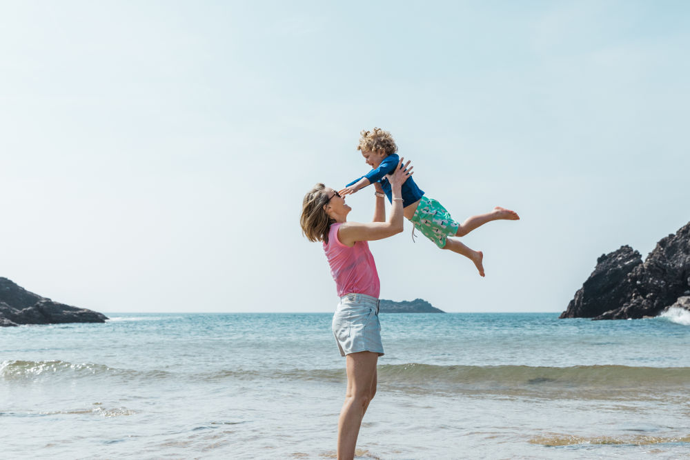 family on beach