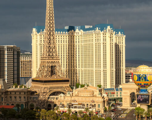 Aerial view of Las Vegas Boulevard on April 7, 2011 in Las Vegas