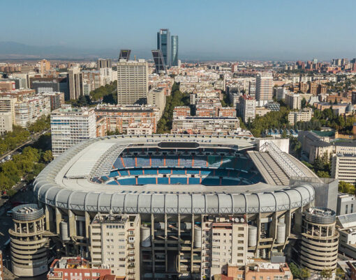 Aerial view of Santiago Bernabeu stadium