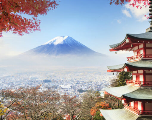 Mt. Fuji with fall colors in Japan for adv or others purpose use