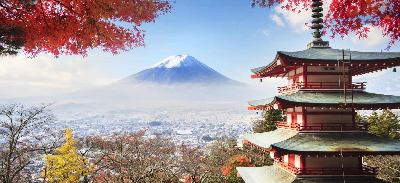 Mt. Fuji with fall colors in Japan for adv or others purpose use