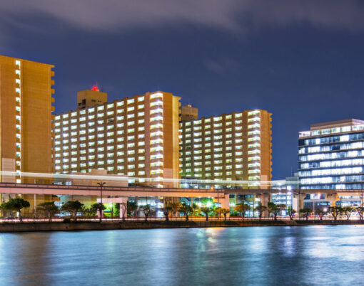 Naha, Okinawa, Japan waterfont skyline.