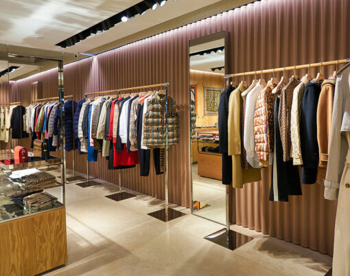 interior shot of Burberry store in Singapore Changi Airport. Burberry Group PLC is a British luxury fashion house headquartered in London, England.