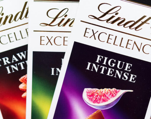 Lindt Swiss chocolate confectionery company. Selective focus