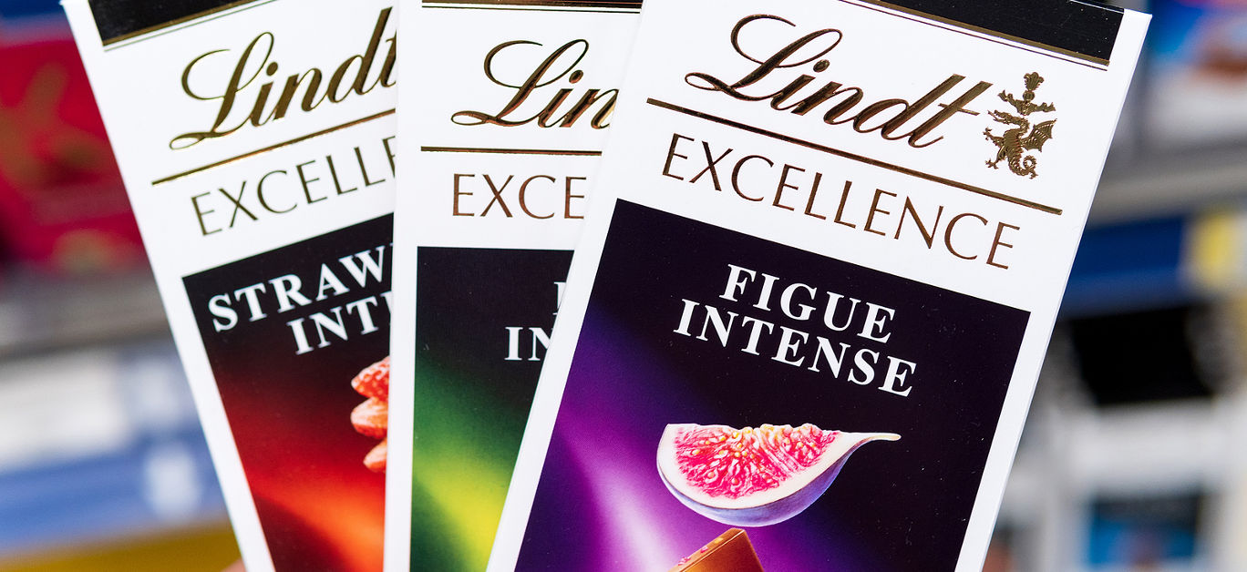 Lindt Swiss chocolate confectionery company. Selective focus