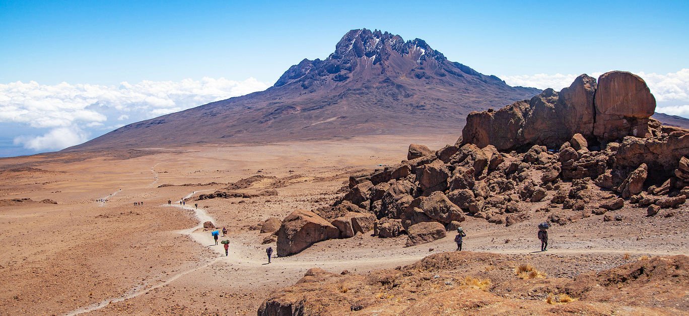 A view of Mawenzi peak from base camp of Mount Kilimanjaro, Tanzania.