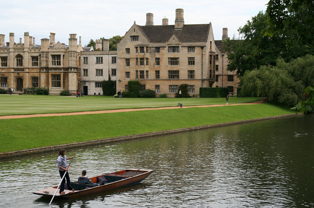 Cambridge University England boat on river Cam