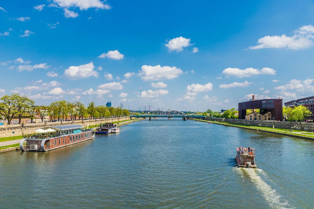 A view over the Vistula river in Kazimierz in Krakow