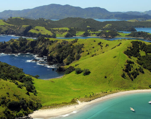 Waewaetorea Passage - Bay of Islands, New Zealand. Aerial