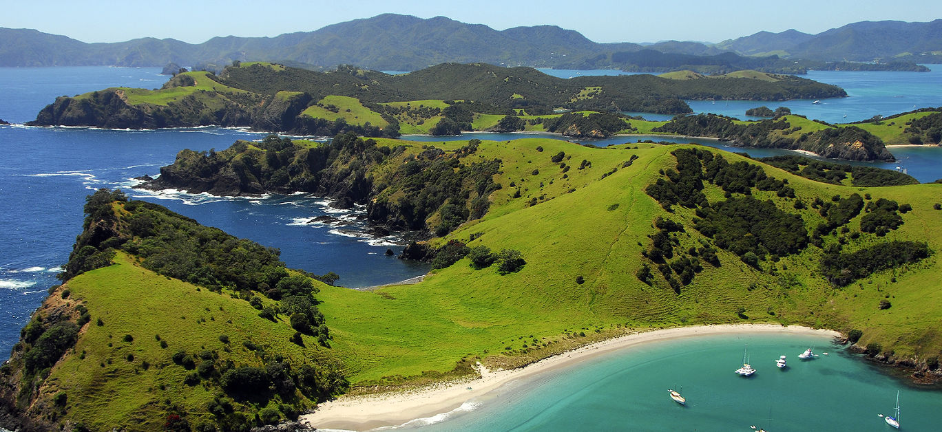 Waewaetorea Passage - Bay of Islands, New Zealand. Aerial