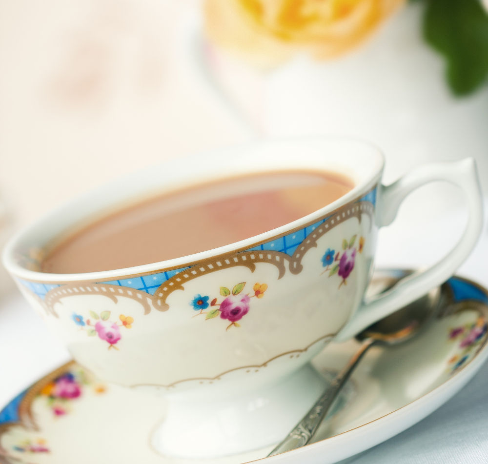 Tea served in a vintage china cup