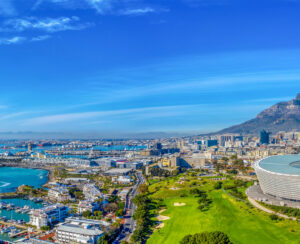 An aerial view of the legislative capital of South Africa, the scenic Cape Town