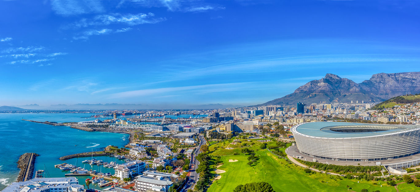 An aerial view of the legislative capital of South Africa, the scenic Cape Town