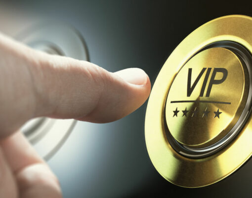 Man with private access to VIP services pressing a button to ask a concierge