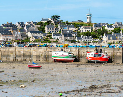 The harbour of Batz Island at low tide, Roscoff, Brittany, France