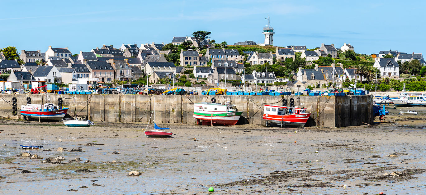 The harbour of Batz Island at low tide, Roscoff, Brittany, France