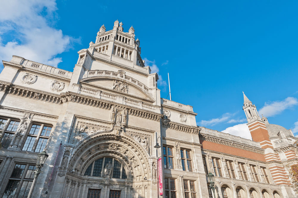 Victoria and Albert Museum facade at London England