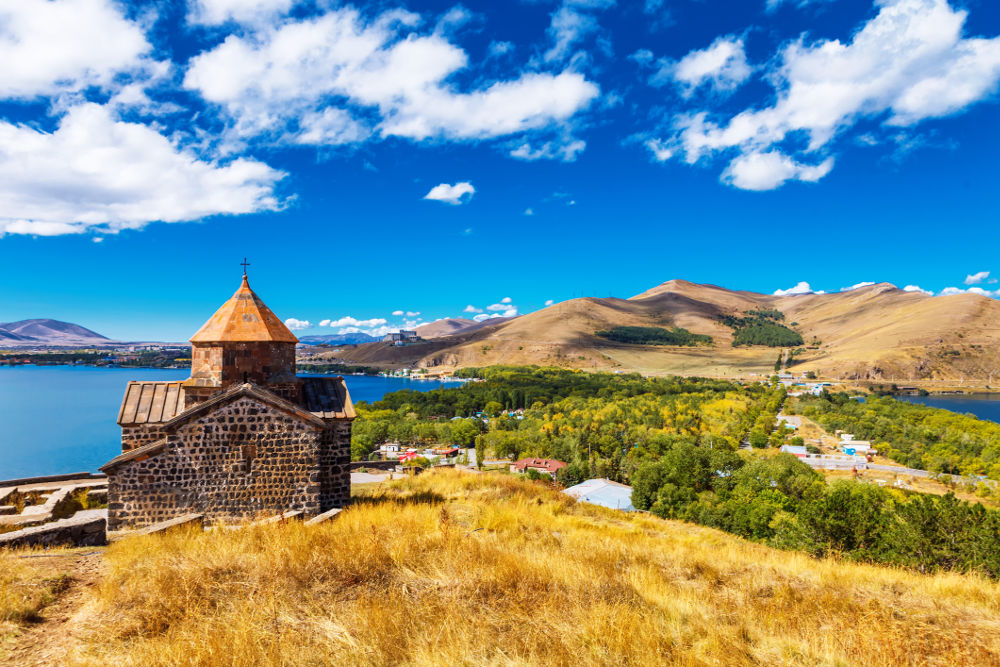 Sevanavank Monastery on the northwestern shore of Lake Sevan, Armenia