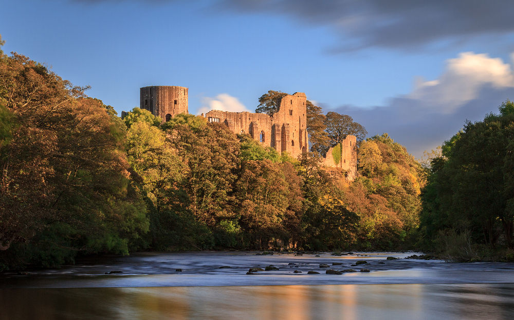 A view of the castle in the town of Barnard Castle, County Durham