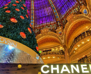 beautiful decorated Christmas Tree in Galeries Lafayette