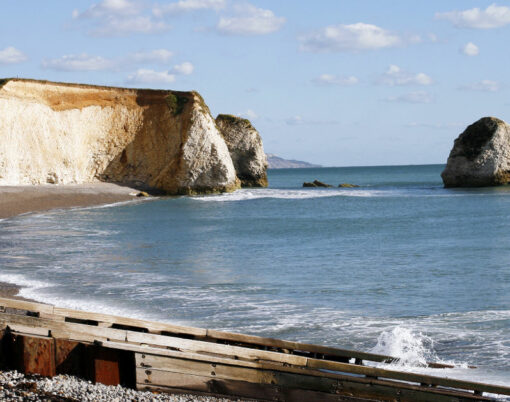 A summer day scene of Freshwater Bay, Isle of Wight