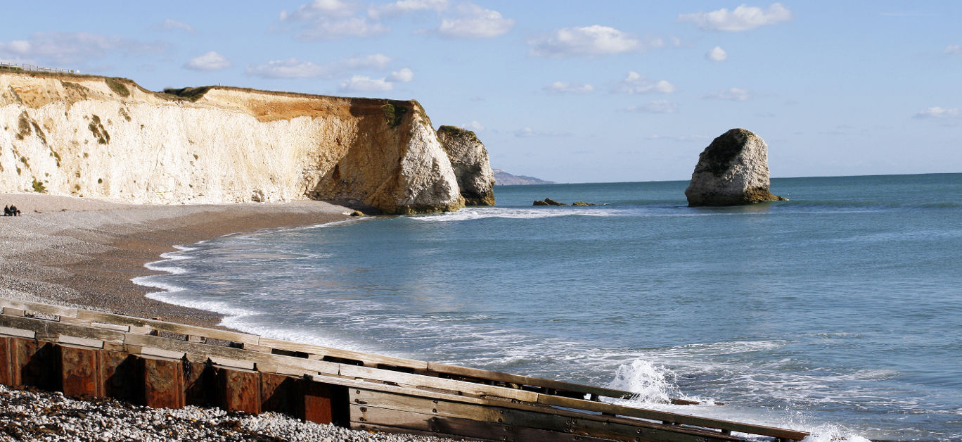 A summer day scene of Freshwater Bay, Isle of Wight