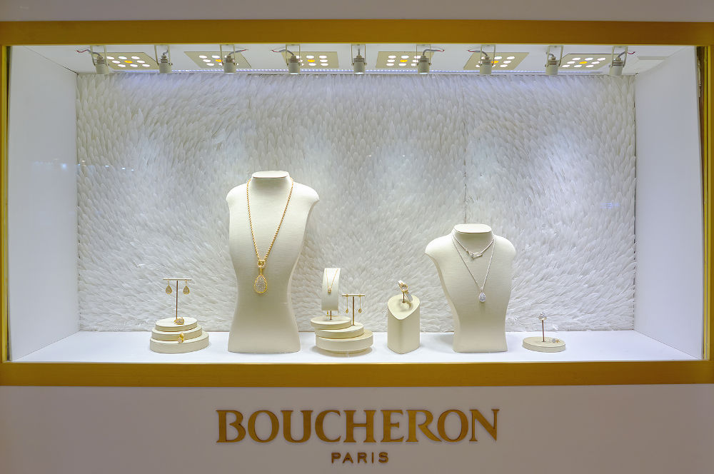 Boucheron jewellery on display.