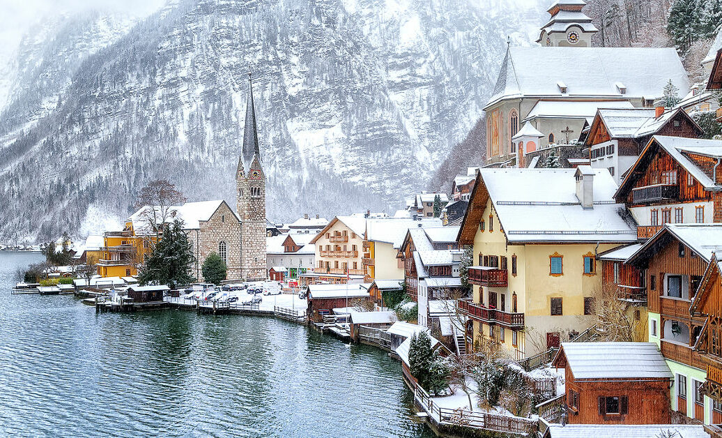 Hallstatt by Salzburg Austria traditional austrian woodenh town UNESCO world culture heritage site