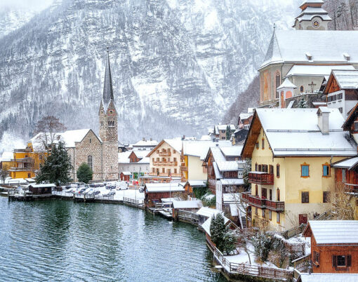 Hallstatt by Salzburg Austria traditional austrian woodenh town UNESCO world culture heritage site